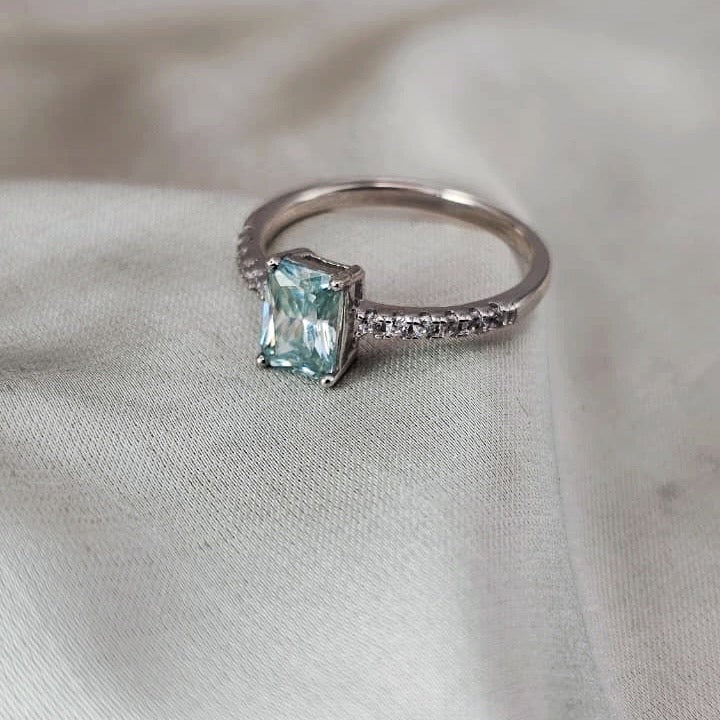 Light Blue Moissanite Ring