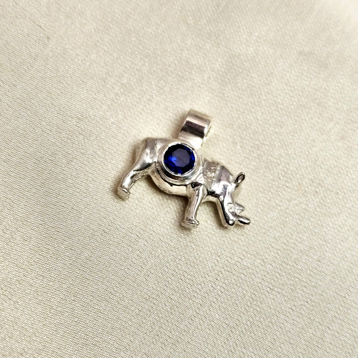 Solid Rhino Pendant with Gemstone image 6
