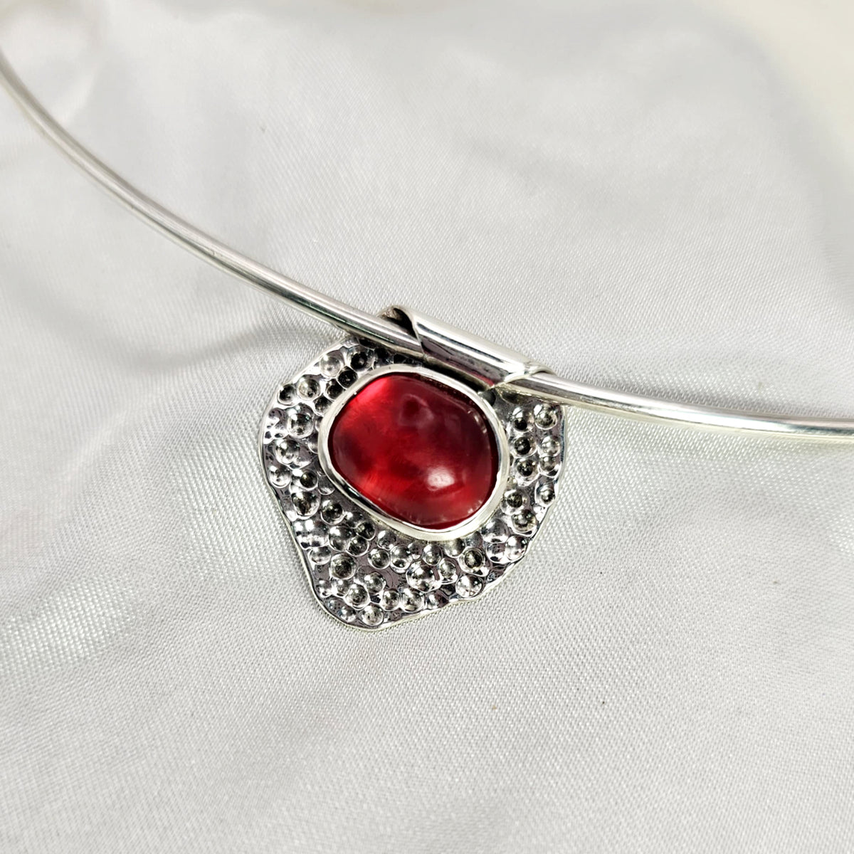 Hammered Red Sea Glass Pendant image 3