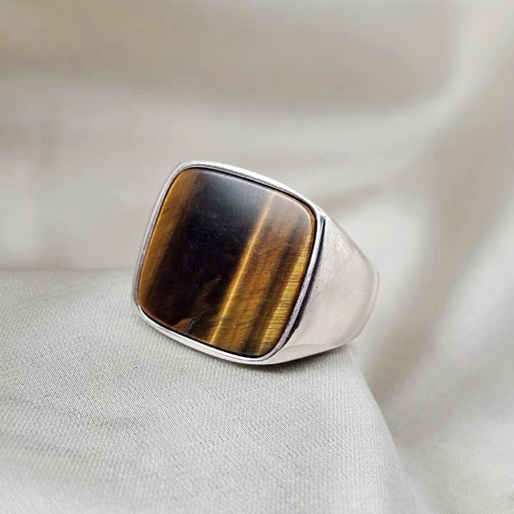 Tigers Eye Signet Ring