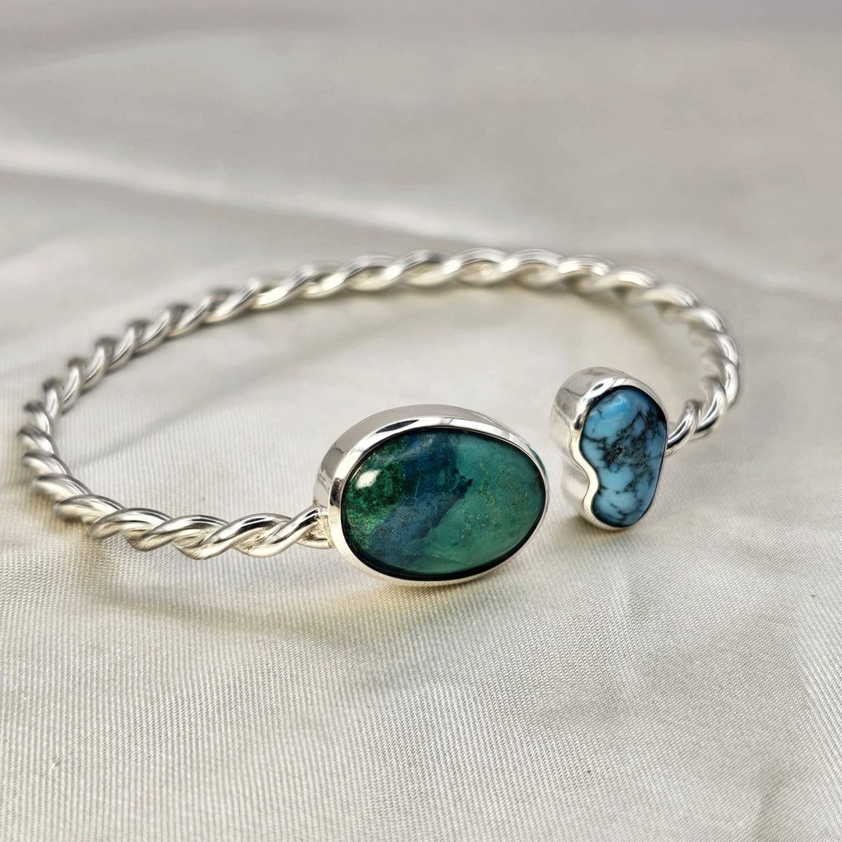 Adjustable Turquoise Twisted Cuff Bangle image 8