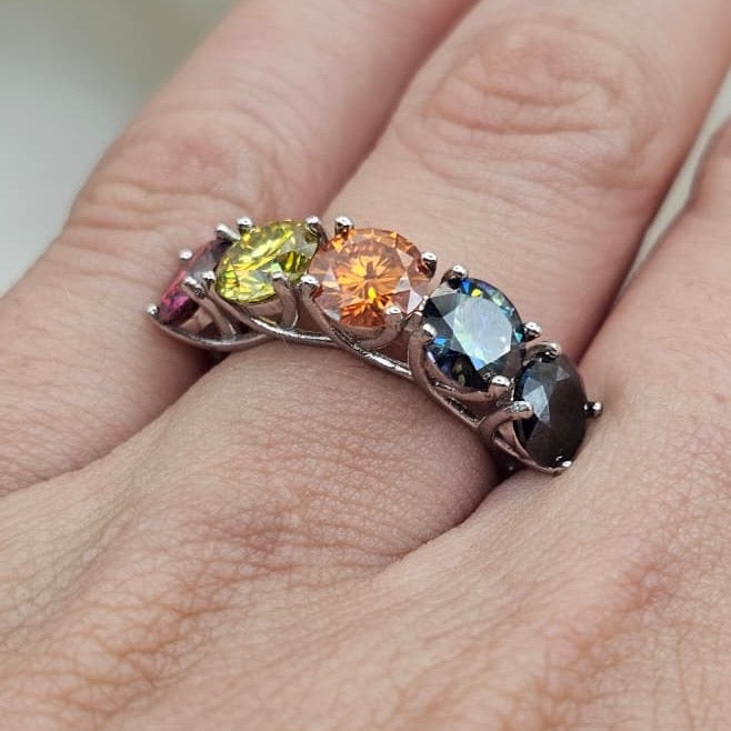 Multicolour Moissanite Ring
