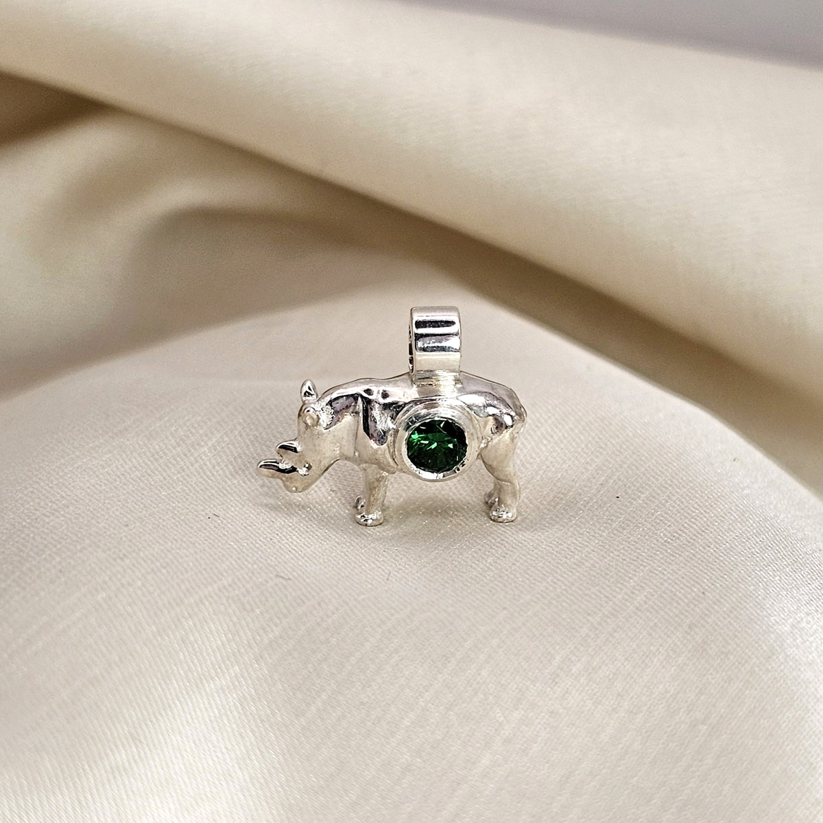 Solid Rhino Pendant with Gemstone image 8