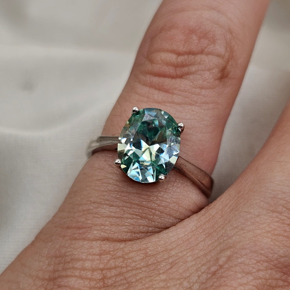 Blue Moissanite Ring