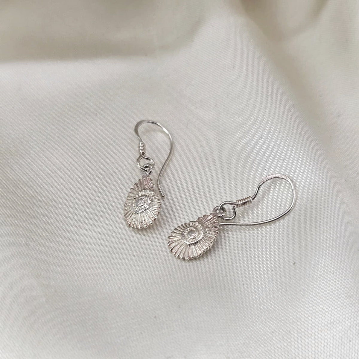 Ammonite Spiral Shell Drop Earrings