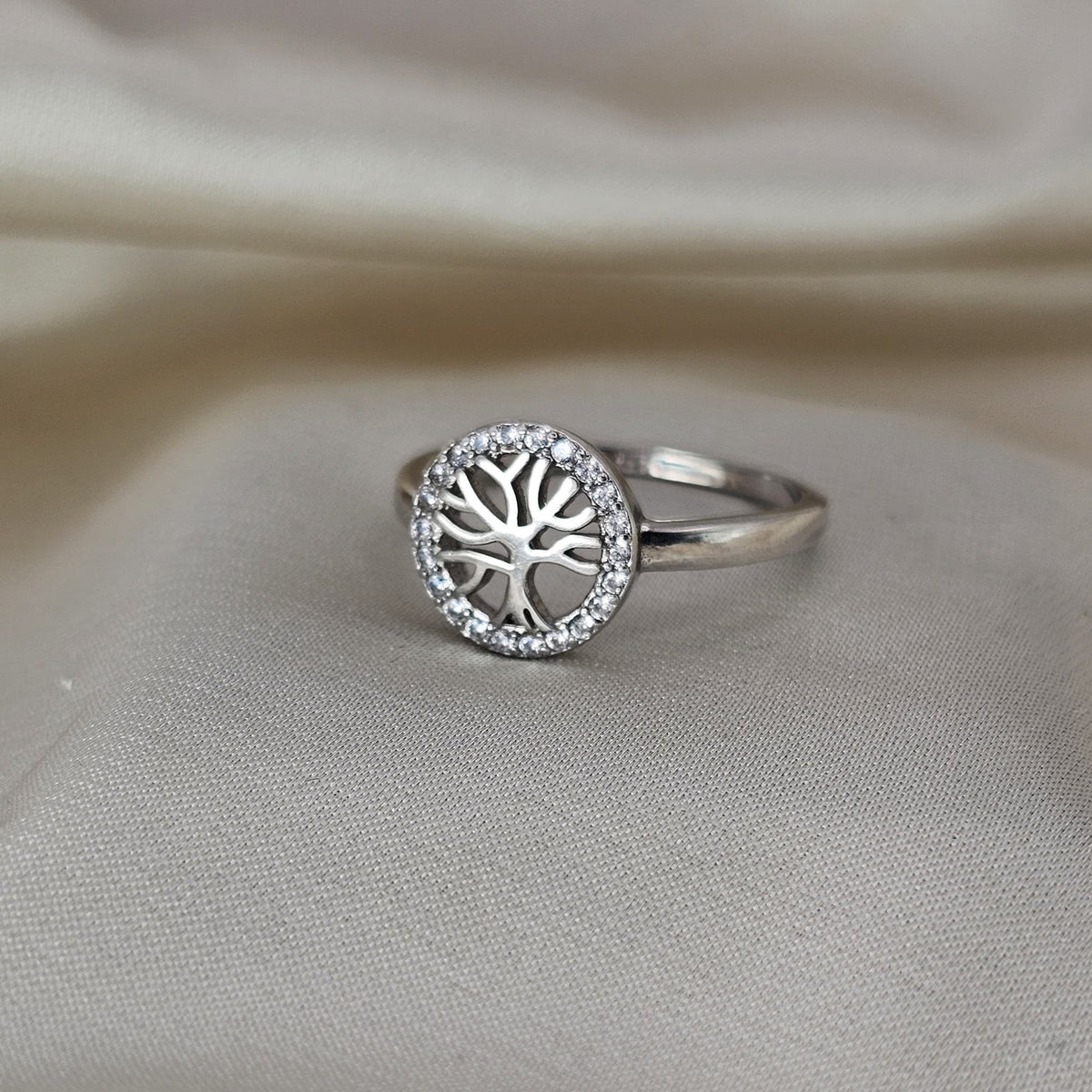 Cubic Zirconia Tree of Life Ring