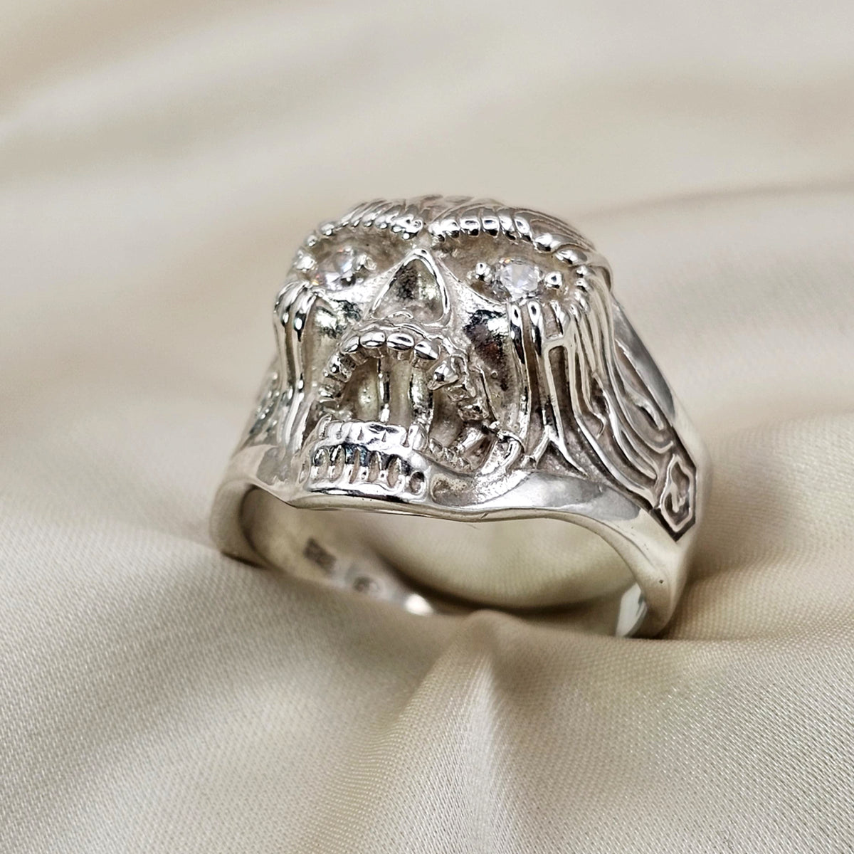 Flaming Skull Ring with Cubic Zirconia image 2