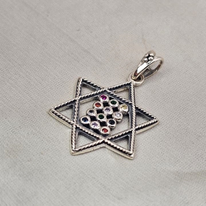 Star of David Pendant with Multicolour Cubic Zirconia
