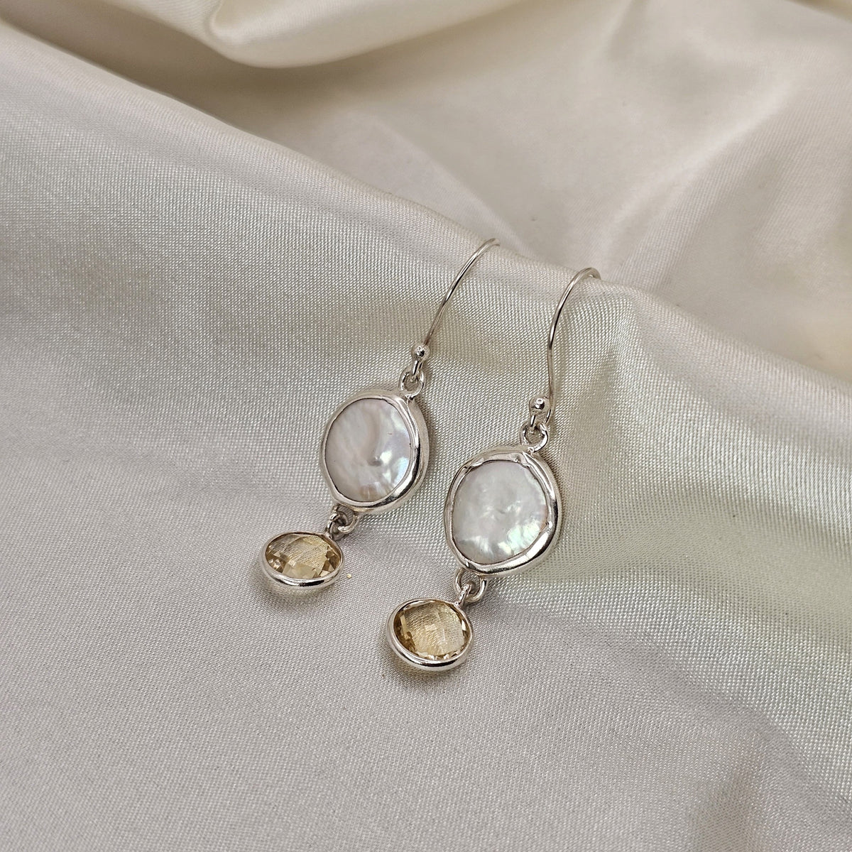 Baroque Pearl & Citrine Drop Earrings