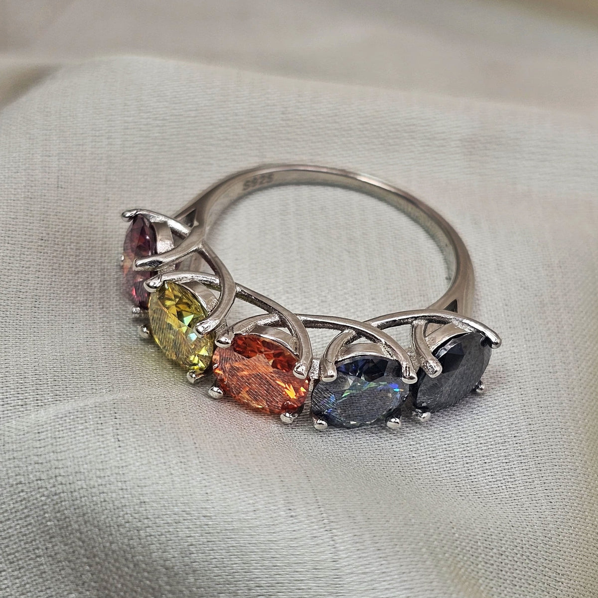 Multicolour Moissanite Ring