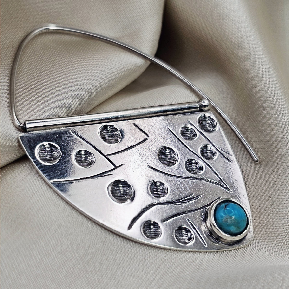 Geometric Earrings with Turquoise Accents image 3