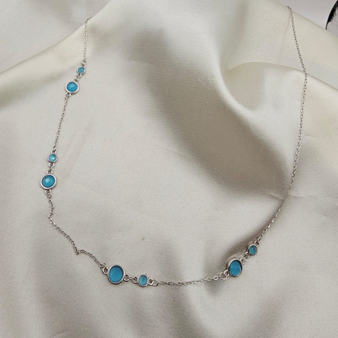 Blue Onyx Dainty Stone Necklace image 0