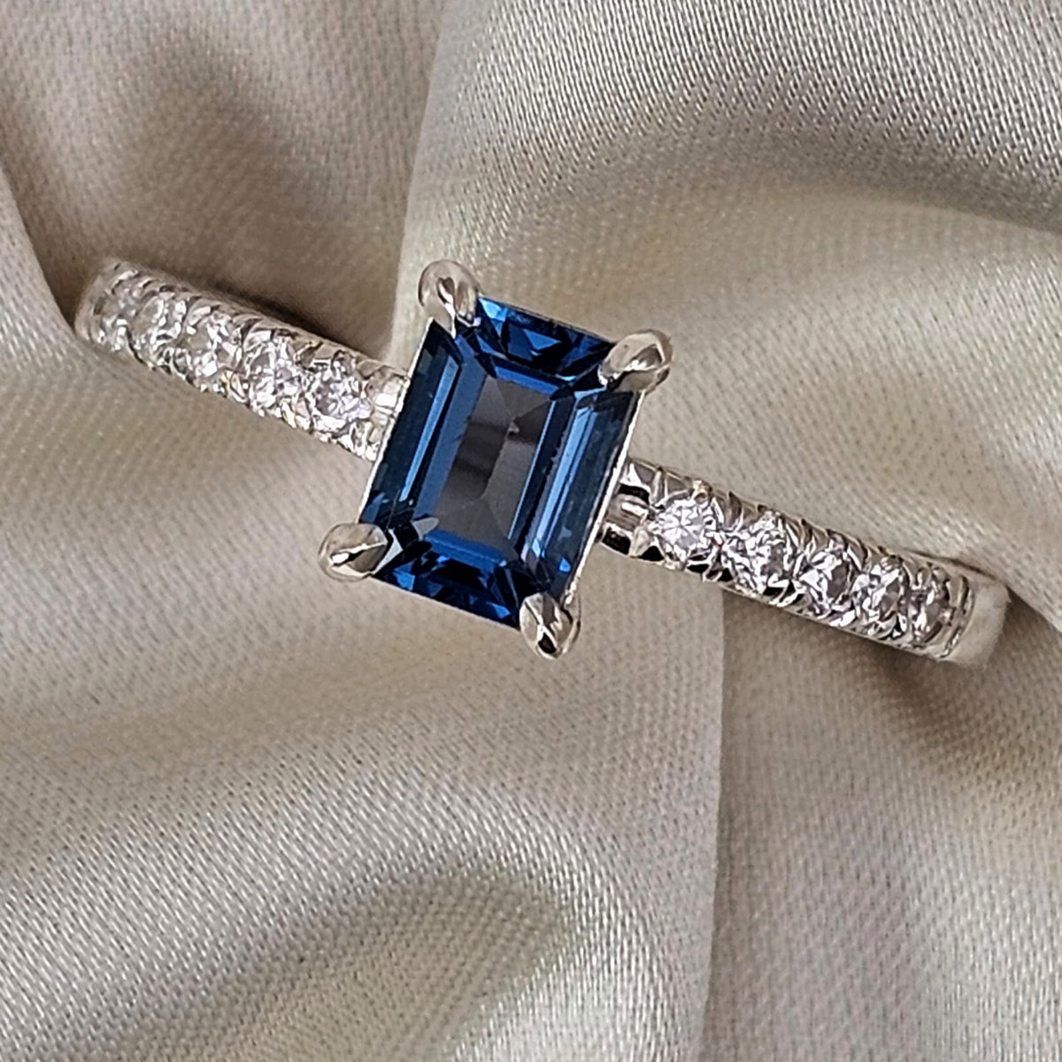 Emerald Cut London Blue Topaz Ring image 4