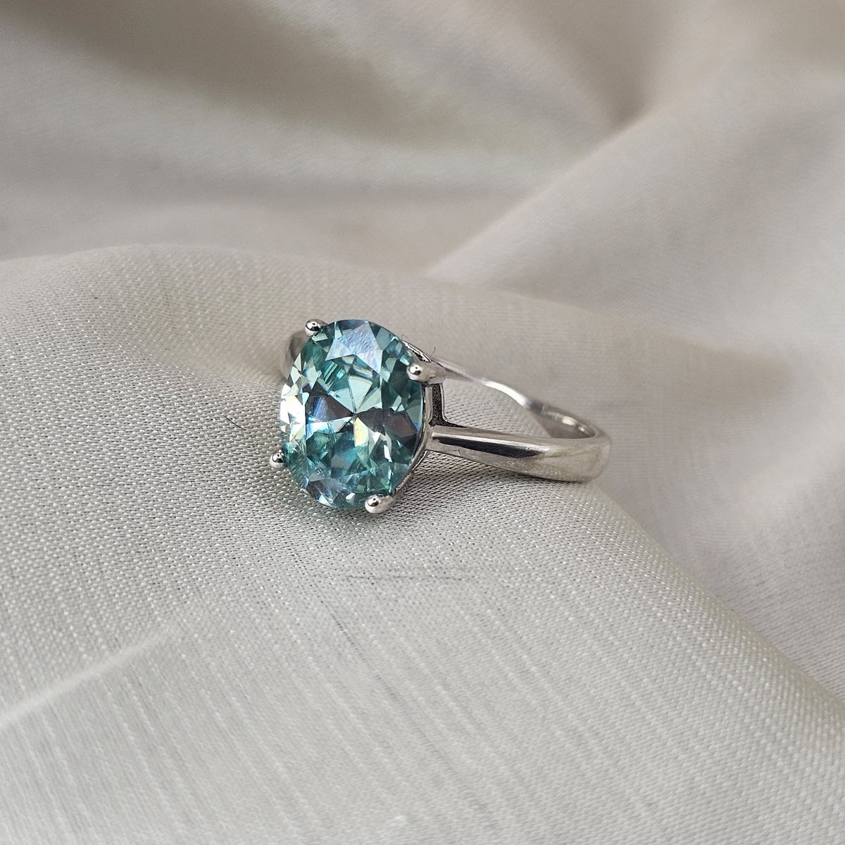 Blue Moissanite Ring