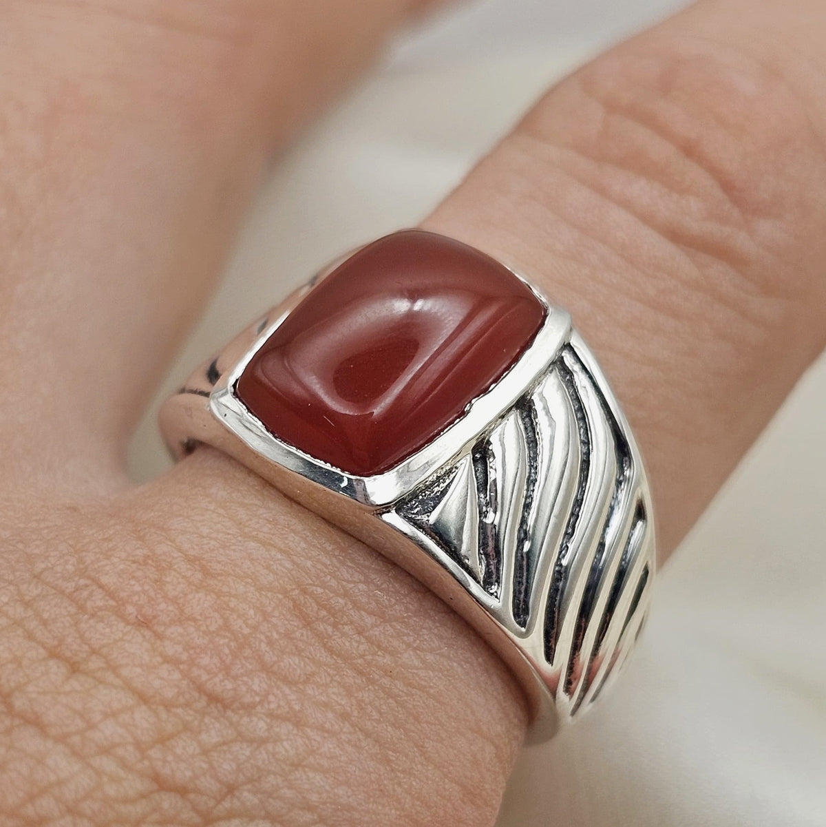 Red Onyx Statement Ring