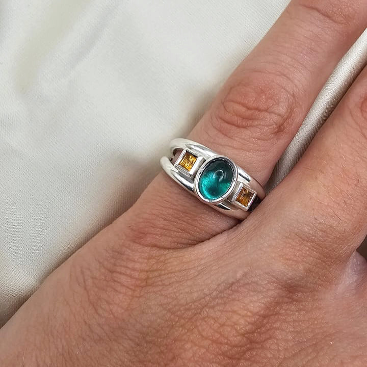 Green Tourmaline & Citrine Ring image 1