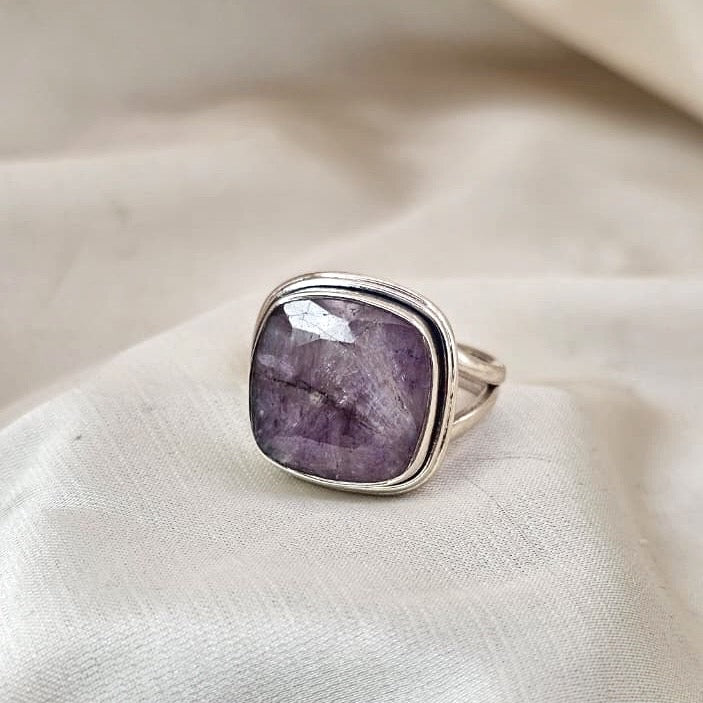 Grey Corundum Statement Ring