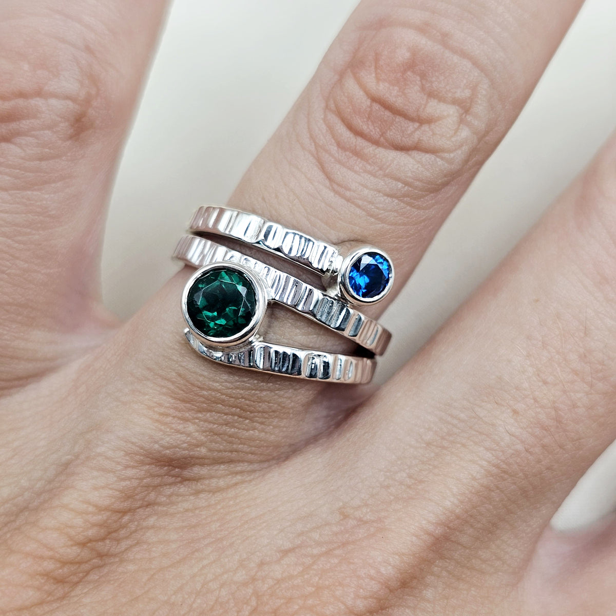 Hammered Multi Cubic Ring image 1