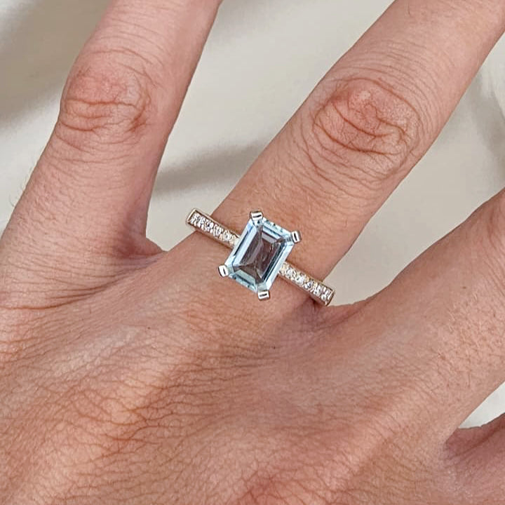Aquamarine & Moissanite Ring image 3