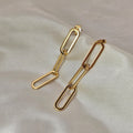 18k Gold Plated Stainless Steel Paperclip Link Drop Earrings