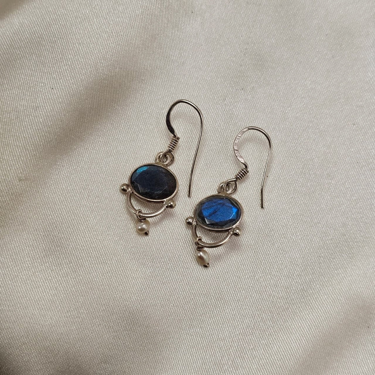Labradorite & Freshwater Pearl Drop Earrings