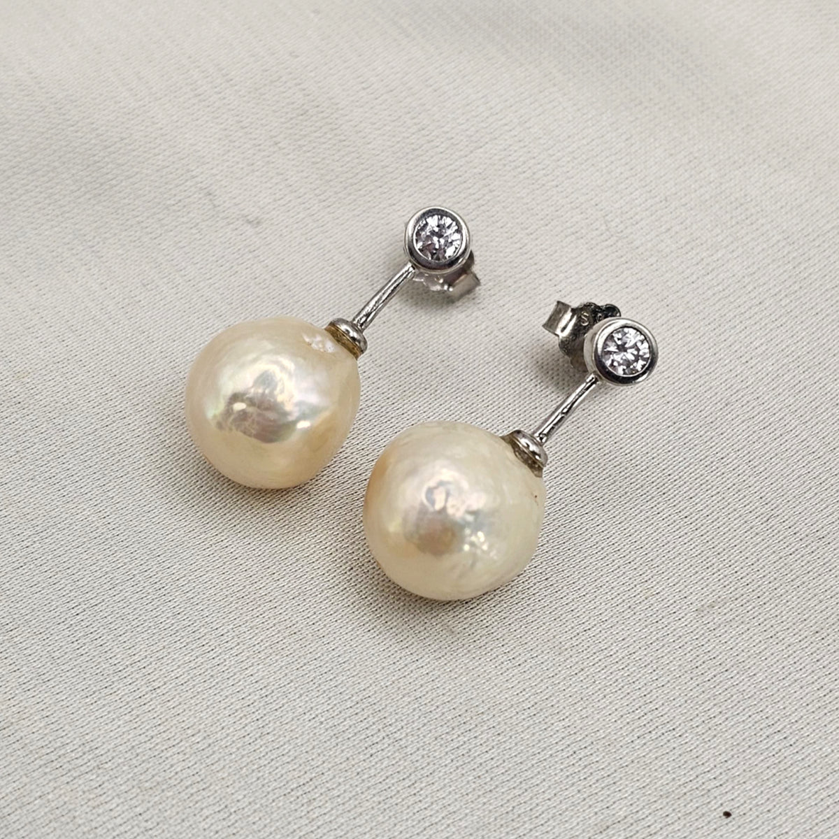 Baroque Pearl & Cubic Zirconia Earrings image 1