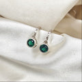 Emerald Green Cubic Zirconia Hoop Drop Earrings