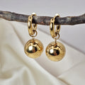 18k Gold Plated Stainless Steel Ball Drop Hoop Earrings