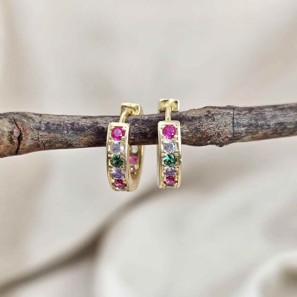 18k Gold Plated Cubic Zirconia Huggie Hoop Earrings