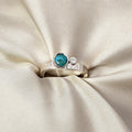 Square Turquoise & Moissanite Hammered Silver Ring image 0