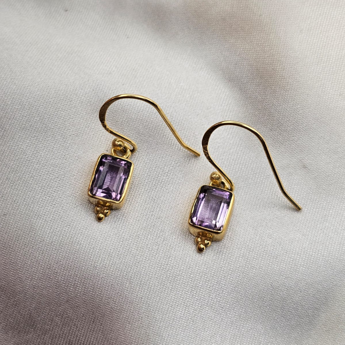 18ct Gold Plated Amethyst Drop Earrings image 3