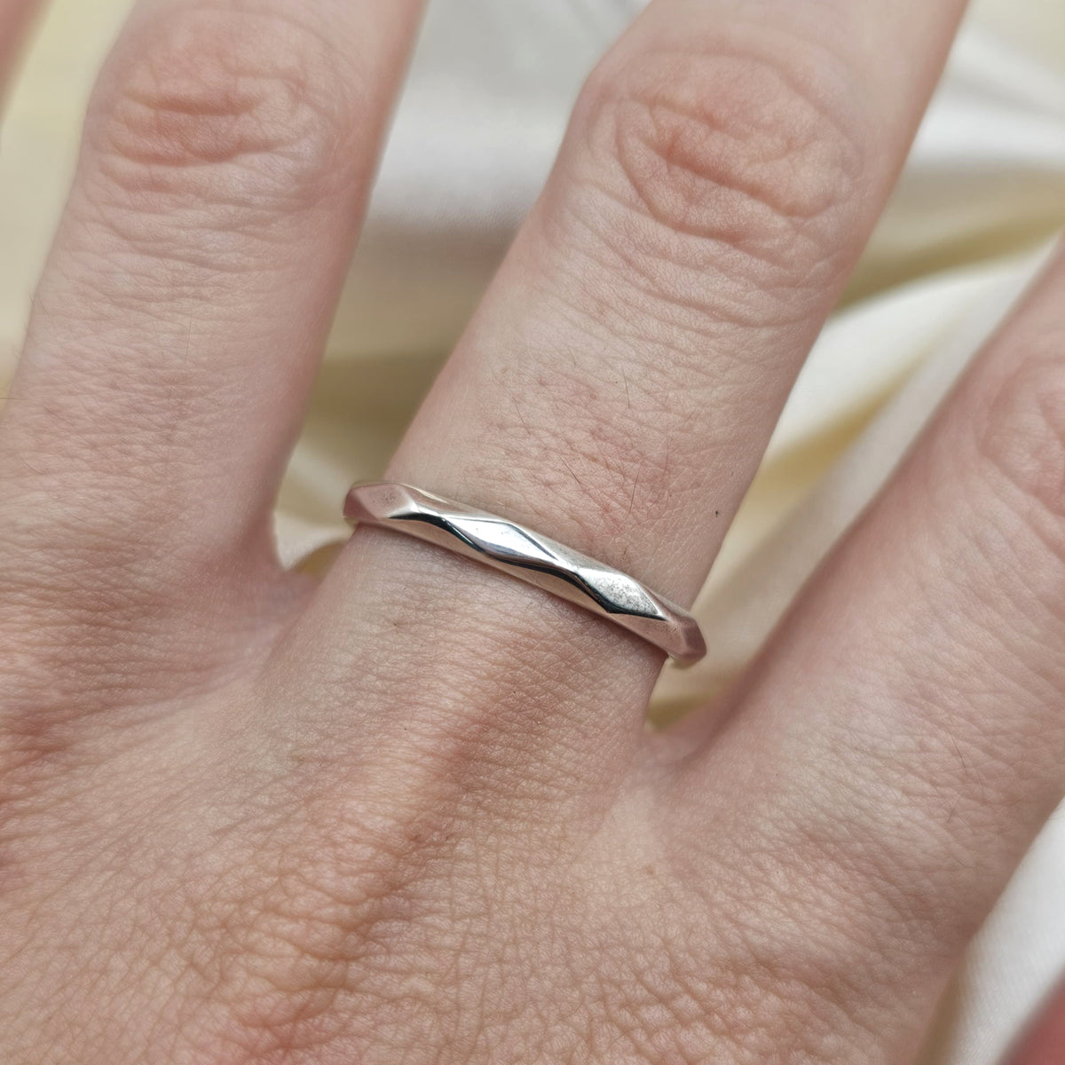 Plain Faceted Wedding Band image 1