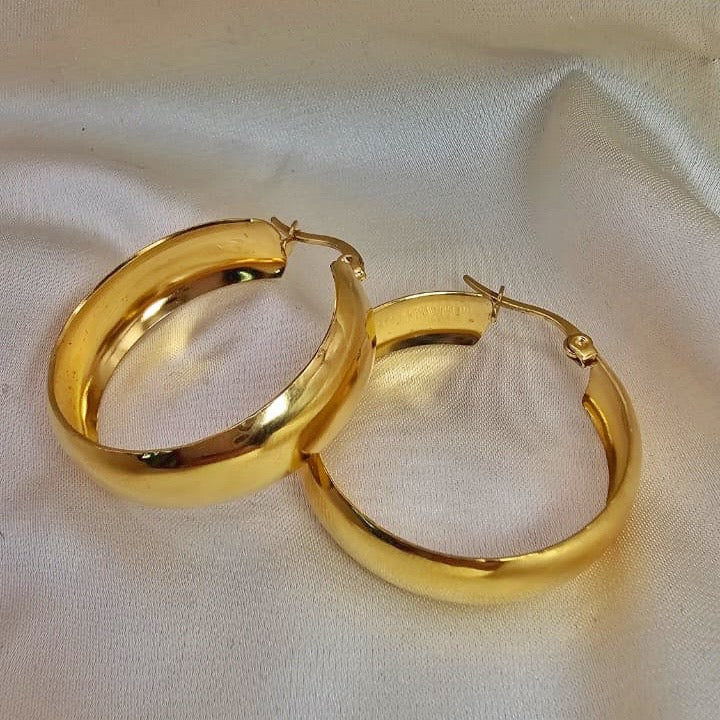 18k Gold Plated Stainless Steel Chunky Hoop Earrings