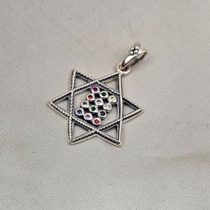 Star of David Pendant with Multicolour Cubic Zirconia