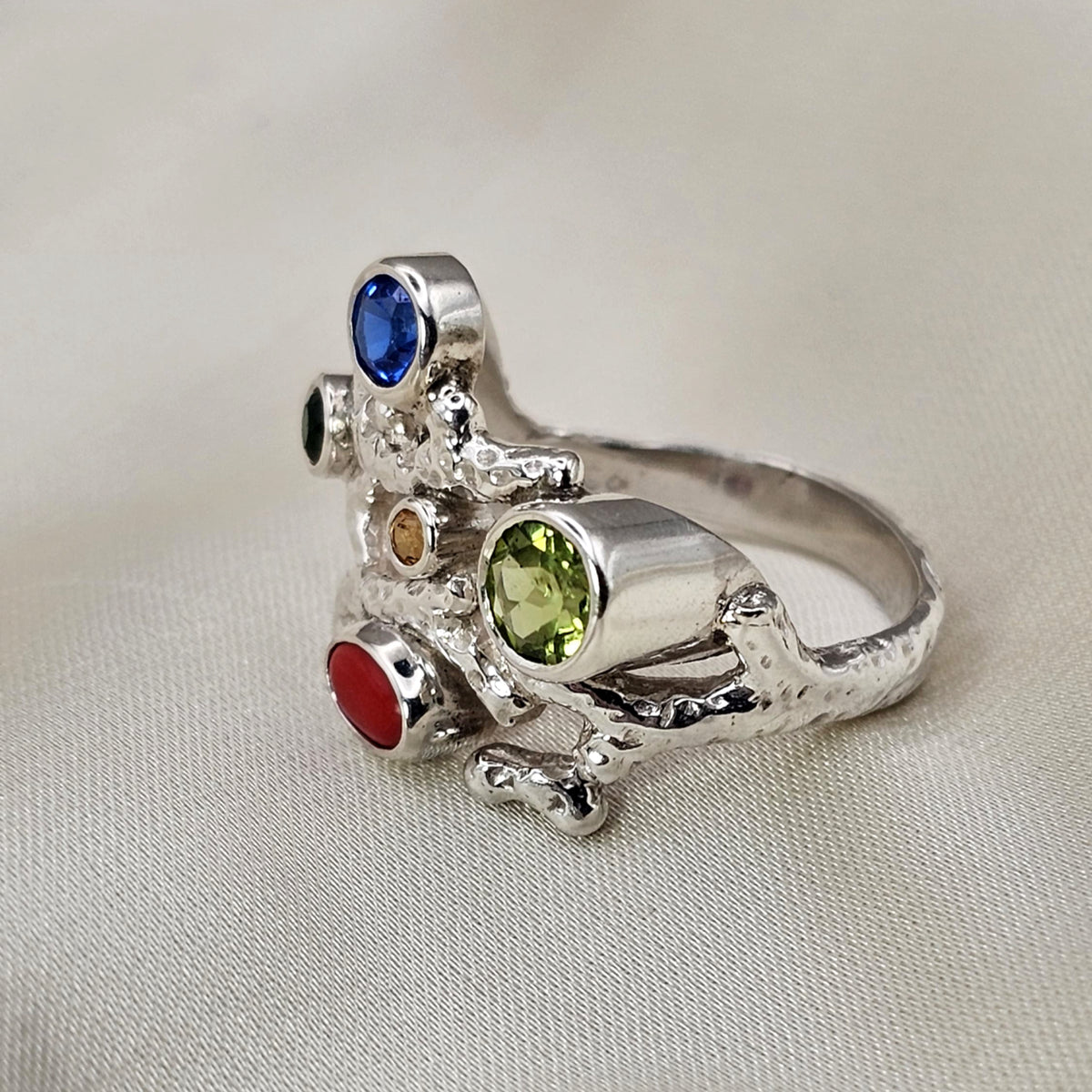 Multi Stone Coral Ring image 4