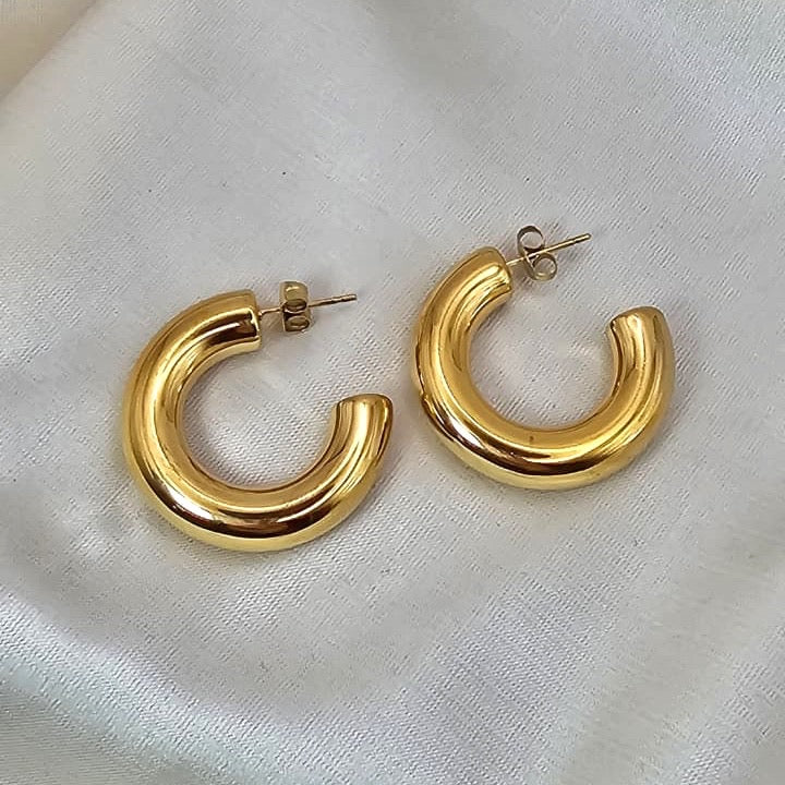 18k Gold Plated Stainless Steel Chunky Hoop Earrings