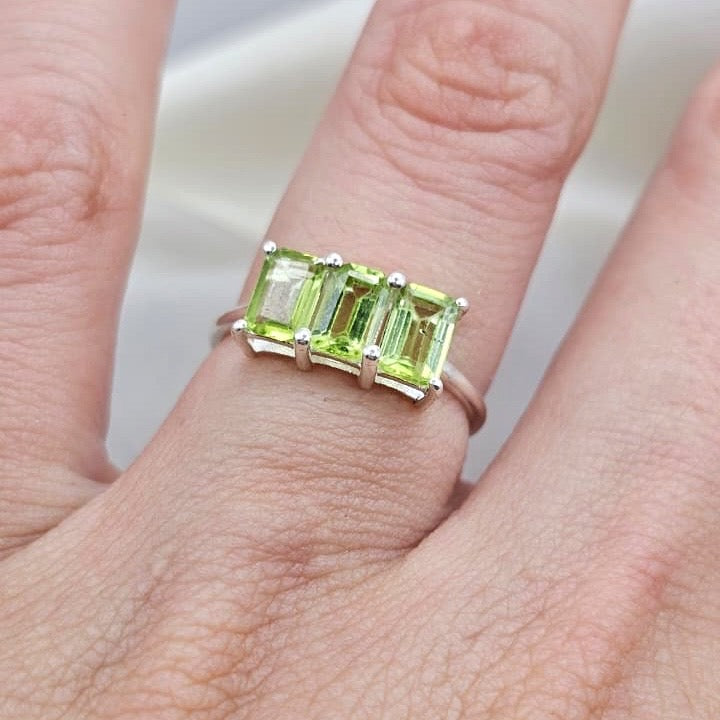 Peridot Three-Stone Ring