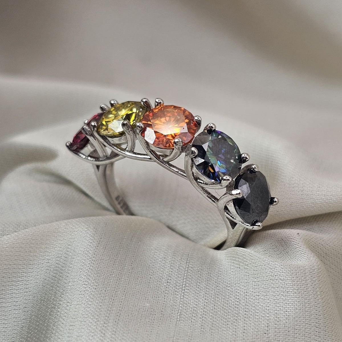 Multicolour Moissanite Ring