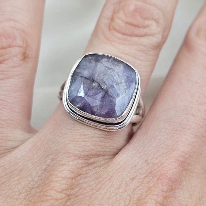 Grey Corundum Statement Ring