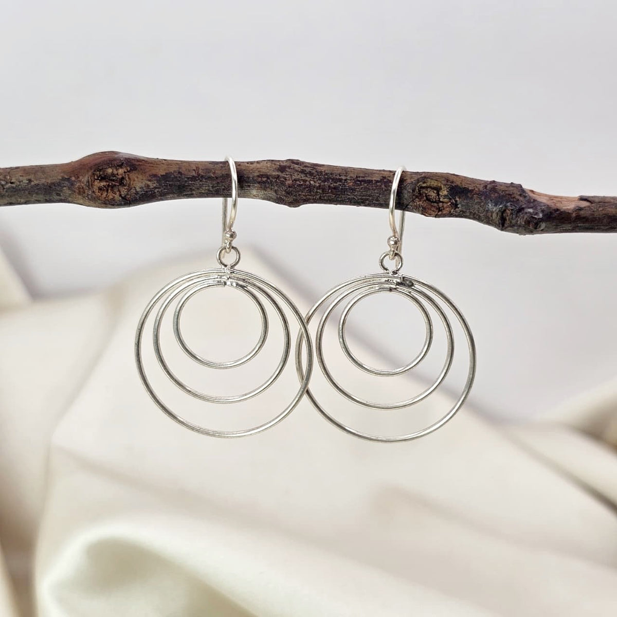 Triple Concentric Circle Drop Earrings