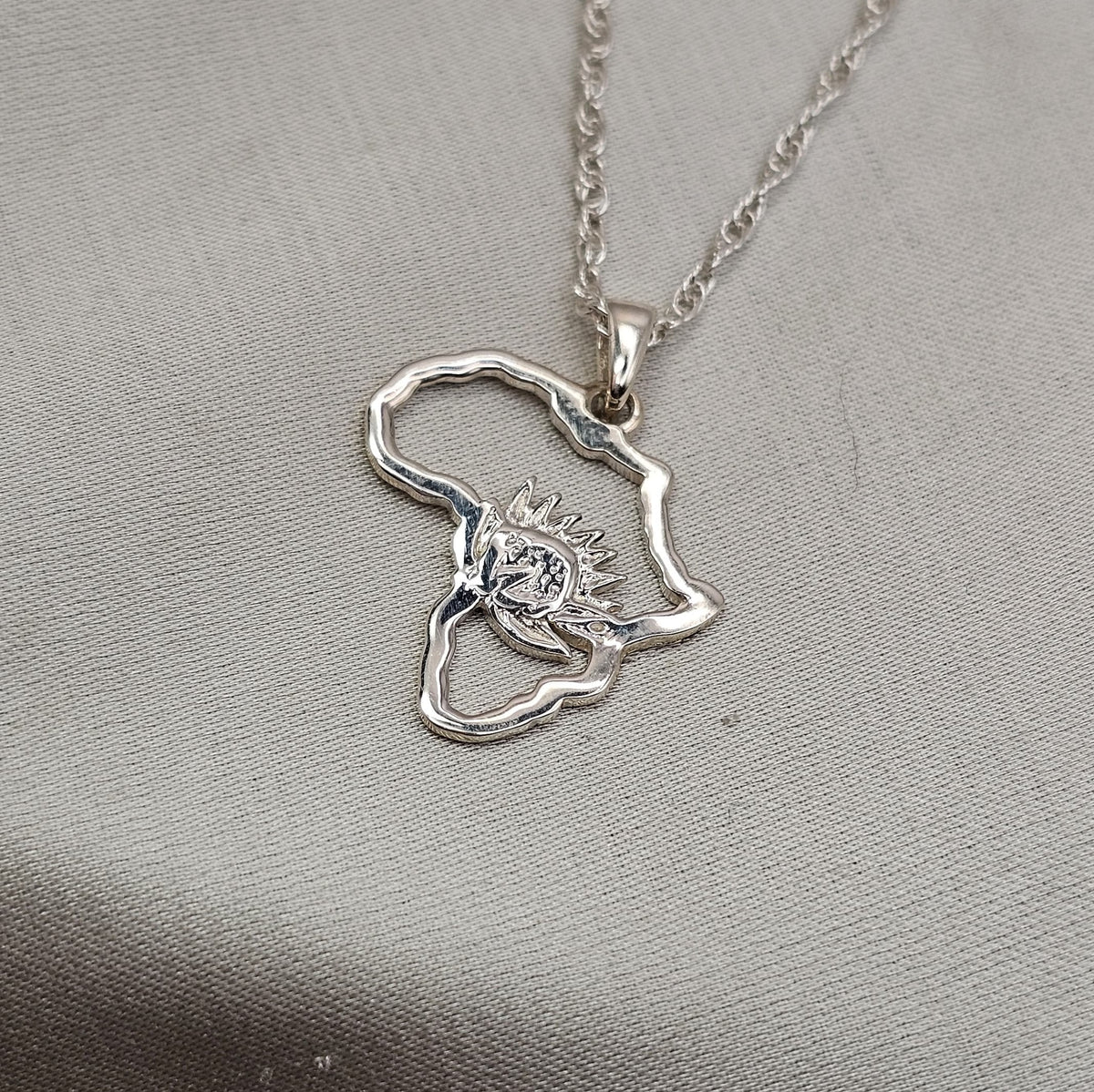 Protea Africa Outline Pendant