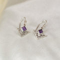 Amethyst Geometric Filigree Drop Earrings