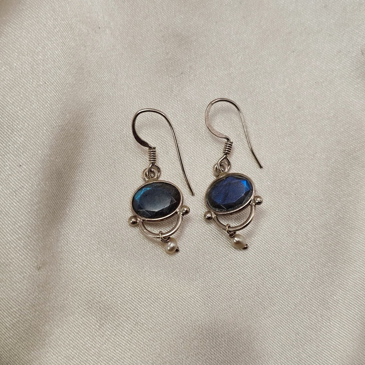 Labradorite & Freshwater Pearl Drop Earrings