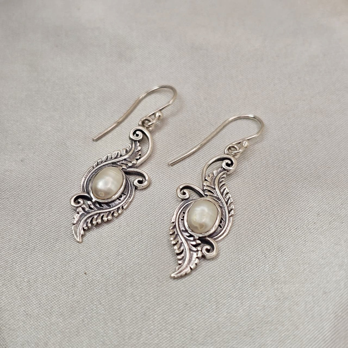 Freshwater Pearl Filigree Drop Earrings