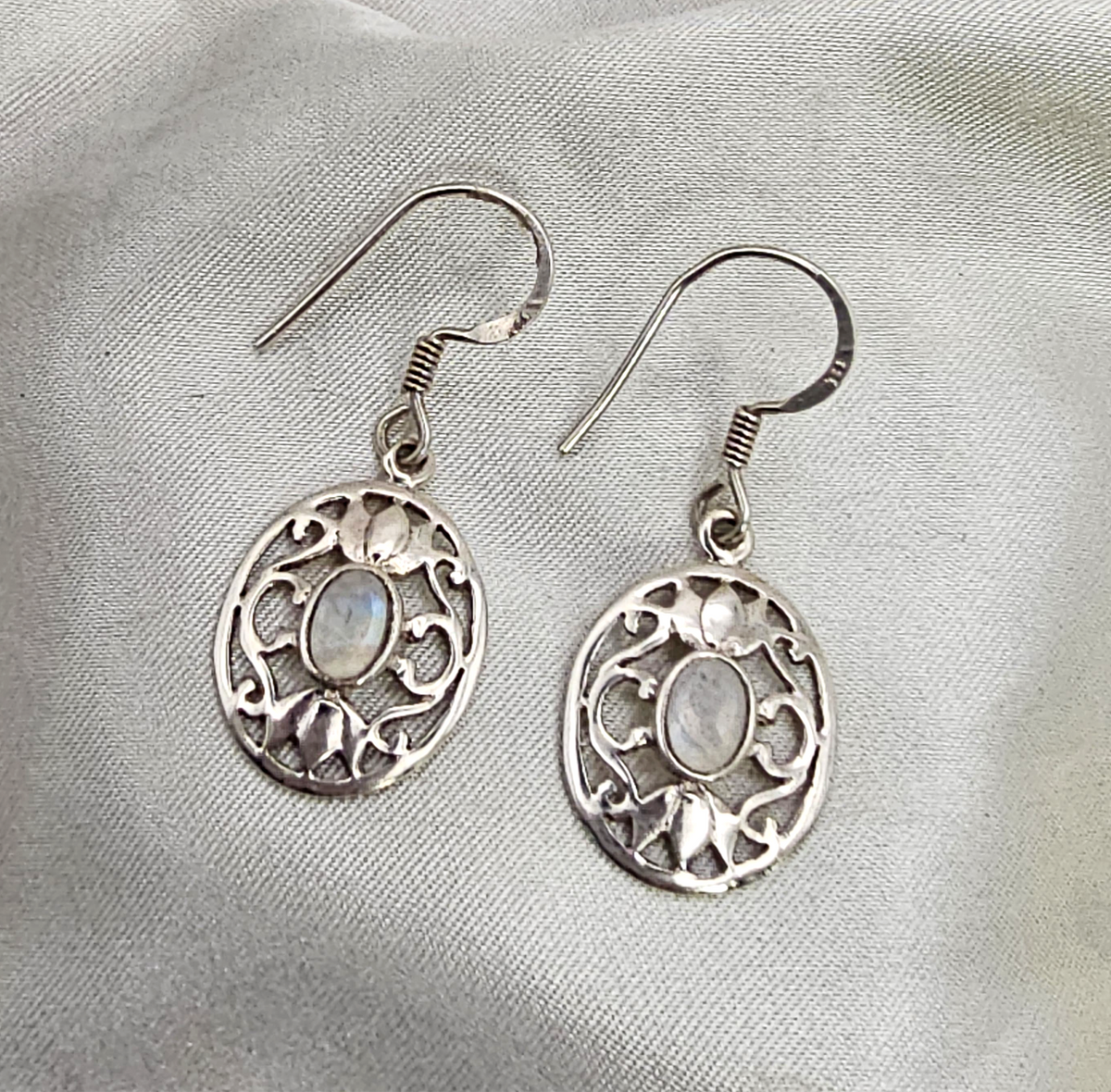 Moonstone Filigree Drop Earrings image 0