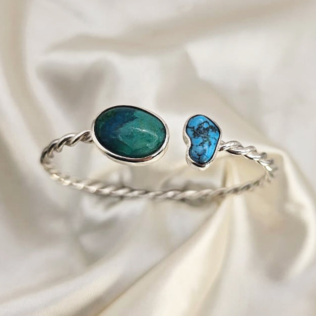 Adjustable Turquoise Twisted Cuff Bangle image 0