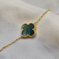 18ct Gold Plated Malachite Van Cleef–Style Clover Bracelet image 0