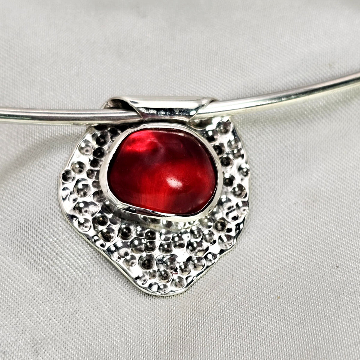Hammered Red Sea Glass Pendant image 2