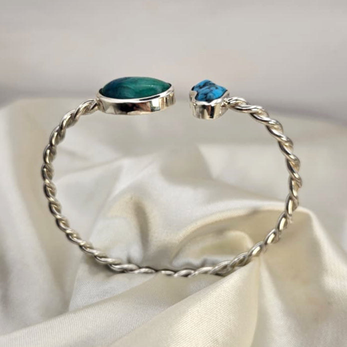 Adjustable Turquoise Twisted Cuff Bangle image 5