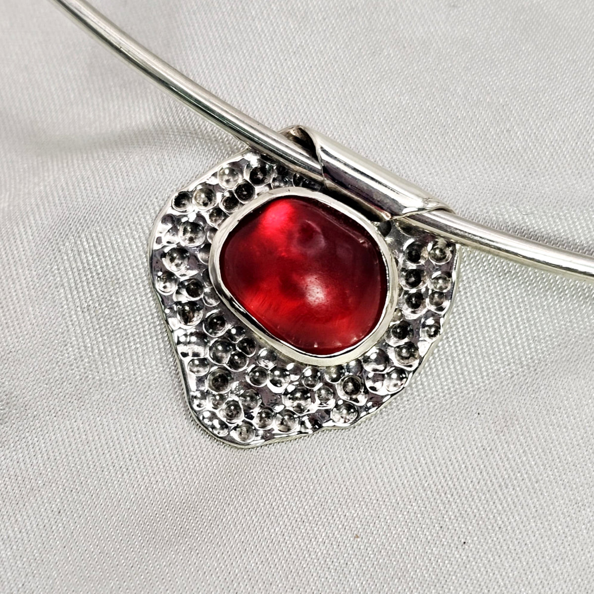 Hammered Red Sea Glass Pendant image 0